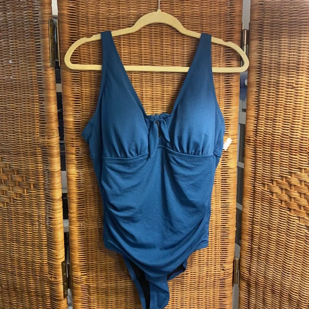 New Kona Sol Blue Full Bathing Suit Size 14W - Picture 4 of 11